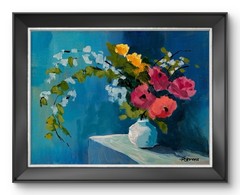 Floral Still Life Original Acrylic Painting 9×12 Wall Art R Stevens