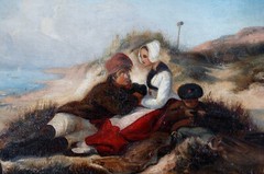 Oil Painting Soldier of Napoleonic Army Say Goodbye – 19th Century