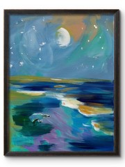 POLAR BEAR AT NIGHT 14×11 ORIGINAL CONTEMPORARY EXPRESSIONISM ART