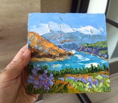 Original Oil Painting Colorado Mountains Landscape on Panel 6x6in