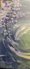 Koi Fish Pond with Wisteria Reflection Acrylic Painting 11×14