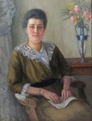 Emile Vauthier (1864-1946) Antique Belgian Oil Painting Portrait Woman, Signed