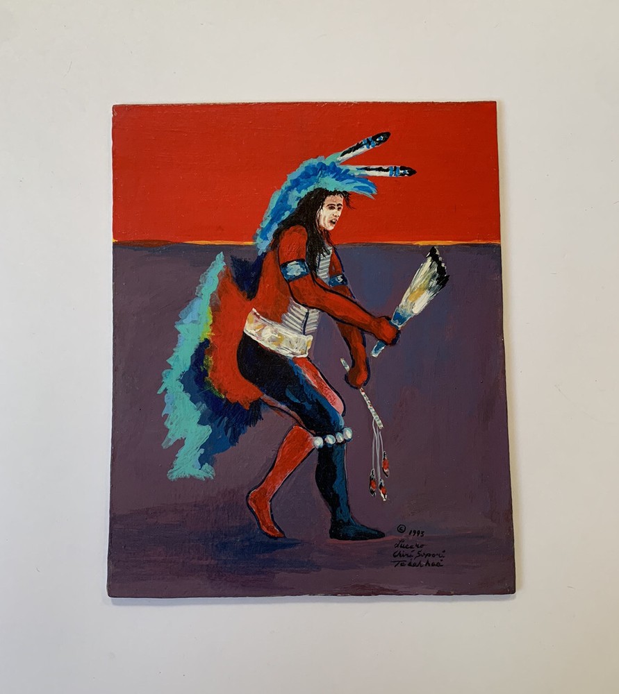 Painting Native American Indian Portrait Eagle Dancer ￼Signed Original Vtg 1993￼