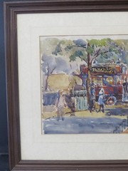 London Omnibus Bus Transport Edwardian Painting c.1910 Grace Collcutt b.1875