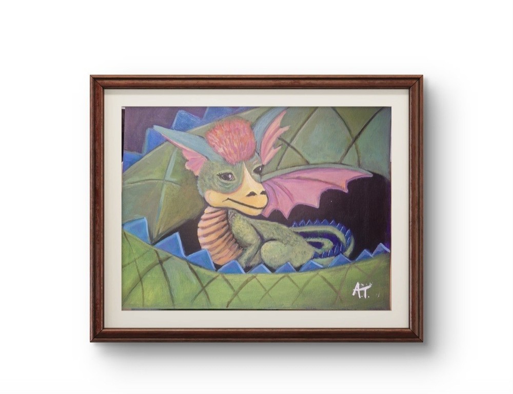 Baby Dragon 9×12 Canvas Paper