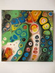 Original Abstract Acrylic Painting on Stretched Canvas 8″x8″x0.5″ Wall Art Decor