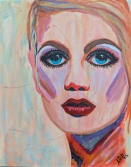 Abstract Lady Portrait 16x20x0.5 in 100% Hand Painted Portrait Acrylic On Canvas