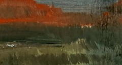 Original Painting Stormy Red Orange Abstract Canyon Landscape Art 24” Signed