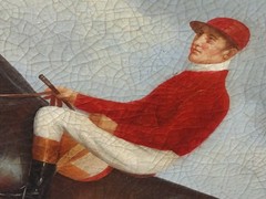 Signed Robinson Portrait Jockey Up Original Oil Painting On Canvas Vtg