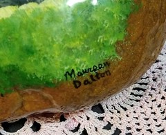 HAND PAINTED & SIGNED ROCK FALL SCENE & WATER MILL ARTIST SHELLACED