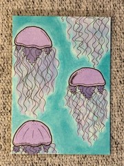 ACEO ATC Original 2.5×3.5 Art Card – Jelly fish