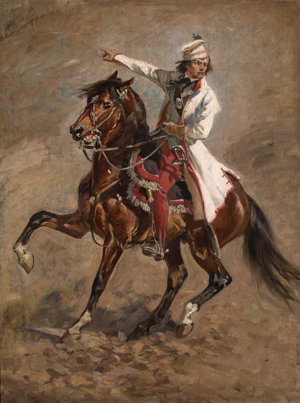 stunning oil painting handpainted on canvas-a man riding on a horse