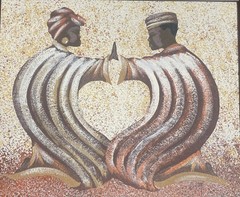 African Man And Woman Oil Painting On Canvas Signed By Artist