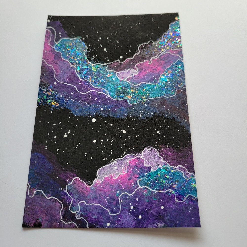 Abstract Sky Acrylic Painting On Water Color Paper 4″x6″ Inch