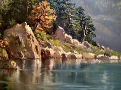 HANS OTTO KRAUS Original Oil Painting of Lake Eibsee. Bavarian Alps. 1960’s