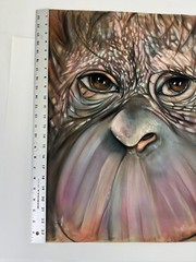 D. Arthur Wilson Orangutan Original Pastel Canvas Early 80s Suede Matte RARE