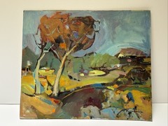 Mid Century Painting Abstract Landscape EXPRESSIONIST Modernist ROSE BAUMRUKER