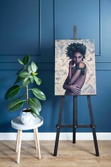 Acrylic painting Portrait dark-skinned woman ORIGINAL HANDMADE Decor wall art