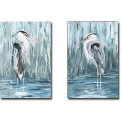 Standing Still Heron by DeRice 2-pc Canvas Giclee Art Set (18 in x 12 in each)