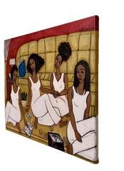 ORIGINAL 16×20 African American Folk Art Painting Four Sisters Canvas, 2020