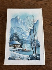 Korean Artist Suh Jin Hee Winter Landscape Oil Painting 1975 Signed 11×16.5