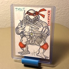 aceo original artcard Pencil acrylics inks „Tmnt Raphael“ (OOAK) ATC 1/1 signed