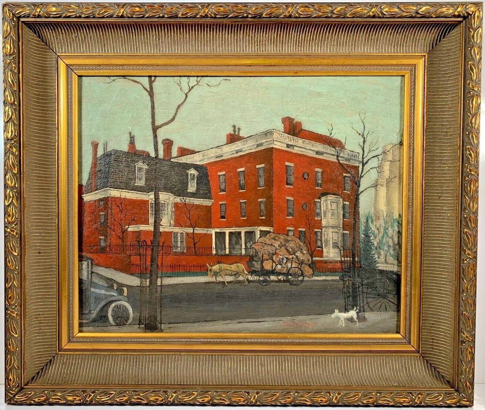 Listed Artist Glenn O. Coleman (1887-1932) Signed Oil On Canvas „The Red House“