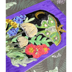 Original ACEO Luna Moth Garden | Whimsical Acrylic Doodle