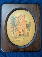 Vintage Painting Wooden Frame „The Strawberry Girl“ by Logan, Artwork Wall Art