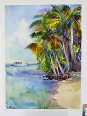 Hawaii painting, Original landscape impressionism art, seascape wall art