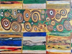 Gustave Klint Style Abstract Oil Painting Framed Vintage Color Art 1940-1960