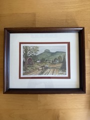 Rural Country Landscape Scene With Red Barn 9×11 In Pat Gwyn Woltz Framed