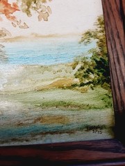 Norvelle Brown Painting 1975 Acrylic On Wood Mare And Colt Under Scenic Trees