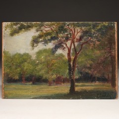 L. Lamboley Salon des Artists France O/B Landscape Painting 6.25″ x 9.5″