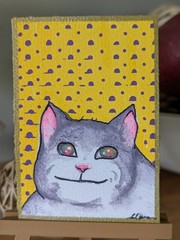 ACEO ATC original hand painted art card, mixed media sealed 300g cotton paper