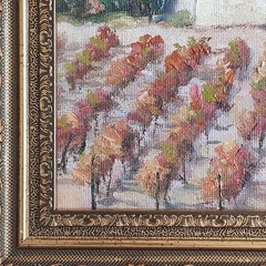 Original Oil Painting Tuscany Vineyard Italian Villa Landscape Framed Farmhouse