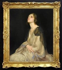 Handmade Old Master-Art Antique Oil Painting Portrait lady girl on canvas 24×30″