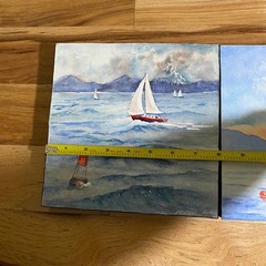 Lot of 2 Watercolor Seascape Sailboats Artwork SIGNED Denise Jackson 8″