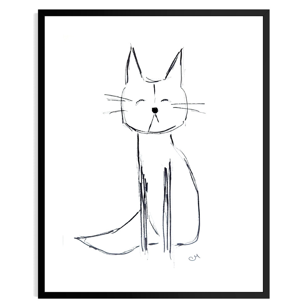 Original Abstract Cat Art Expressionism 9X12 Modern Handmade Signed