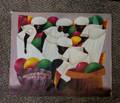 Original „Entre Frutas y Silencio“ Folk Art by L. Roussens (St Lucia). Signed.