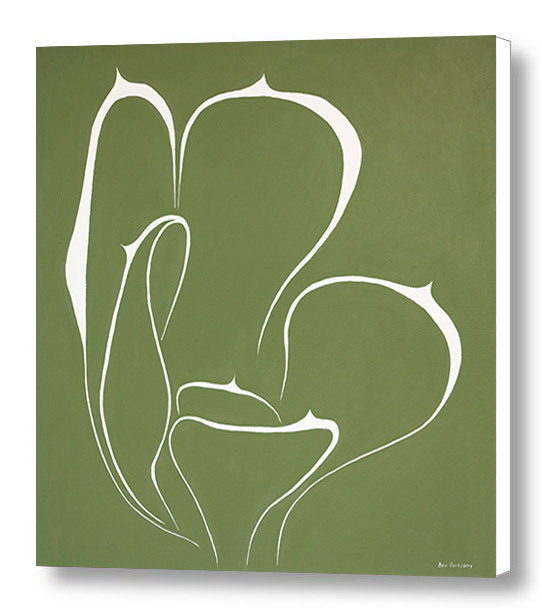 Succulent in Green 30×30 Original Abstract Art Acrylic Painting Large Canvas