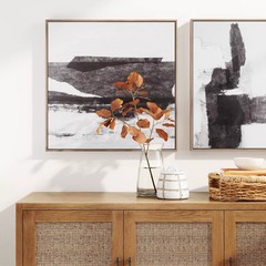 (Set of 2) 24″ x 24″ Framed Canvas Black – Threshold™: Modern Style, Digital Abs