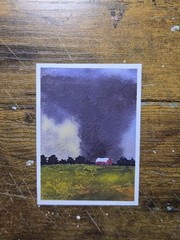 ACEO *Art Print Original Watercolor Painting Tornado In Storm By El Duderino