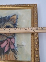Hand Painted Framed Yorkshire Terrier Canvas Print Pet Portrait Wall Art 14″x14″