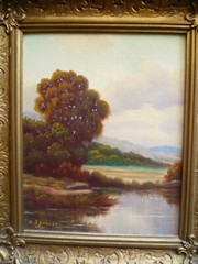 AUGUSTUS SPENCER, LISTED BRITISH COLLECTIBLE OIL LANDSCAPE IMPRESSIONISM ANTIQUE