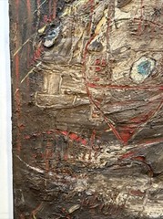 Large Abstract Painting 36 Inches Expressionist Mystery Artist Signed Modernism