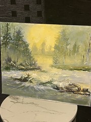 Vintage Canvas Oil Painting Signed Double Sided Painting by Iva Moore Colorful