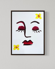 Original Yellow Flower Woman 12×16 Canvas Abstract Nature Portrait Wall Art