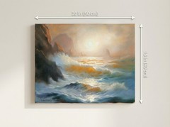 Original Ocean Sunrise Oil Painting 16×20 Coastal Seascape Waves Signed