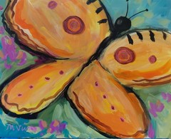 MONA VIVAR 16×20 Big Contemporary Expressionist Butterfly Acrylic Painting